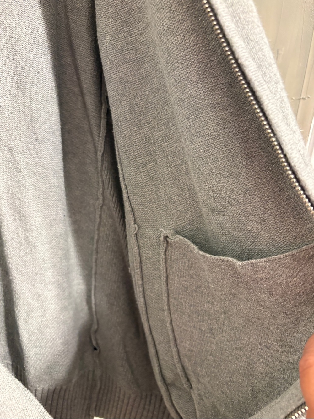 Tommy Hilfiger Men’s Light Gray Full-Zip Sweater with Cream Ribbed Collar - Picture 8 of 8